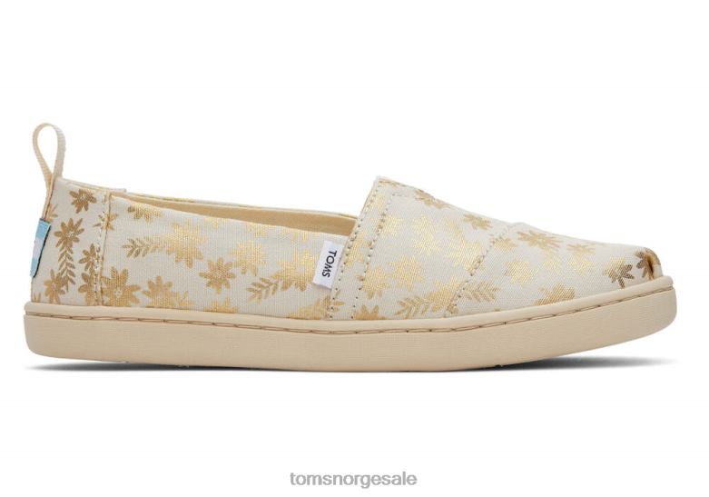 Toms barnungdom alpargata gullfolie floral blomstrernaturlig gullfolie sko 0V06V537