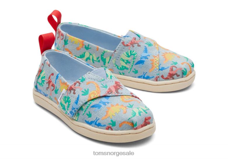 Toms barnbittesmå alpargata vasket denim dinomitt dinosvasket denim sko 0V06V517