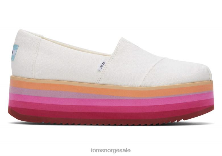 Toms kvinneralpargata eco platform espadrillehvitt lerret sko 0V06V120