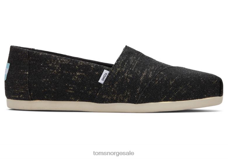 Toms kvinneralpargata metallisk linmetallisk svart sko 0V06V44