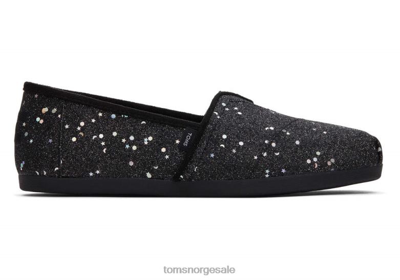 Toms kvinnerkosmisk glitter alpargatasvart sko 0V06V63