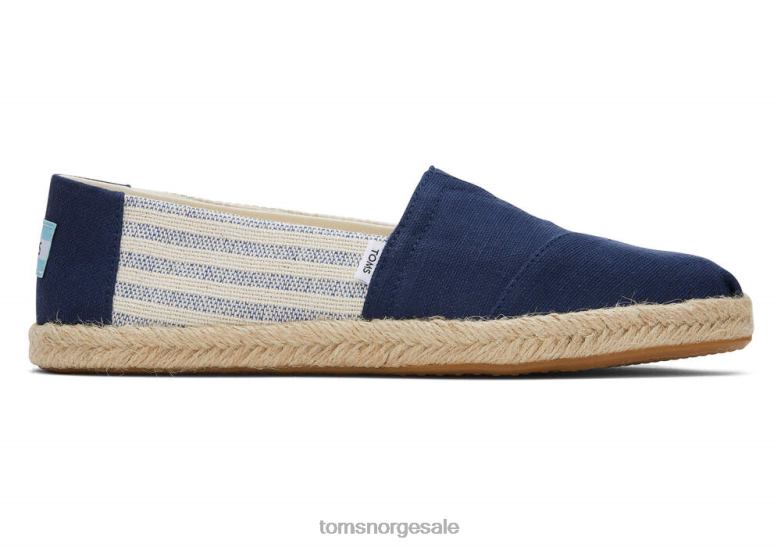 Toms kvinneralpargata eco resirkulert bomull tau espadrillemarine striper sko 0V06V151