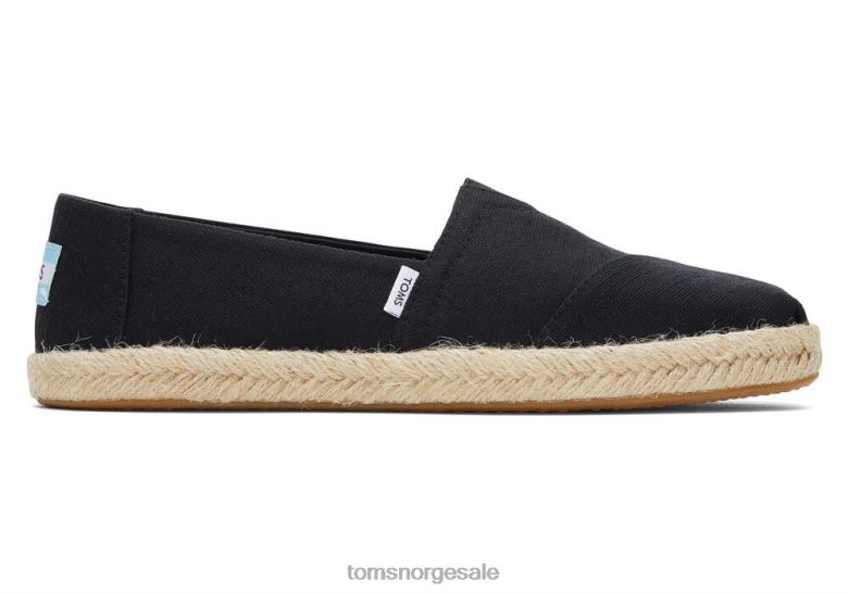 Toms kvinneralpargata eco resirkulert bomull tau espadrillesvart sko 0V06V163