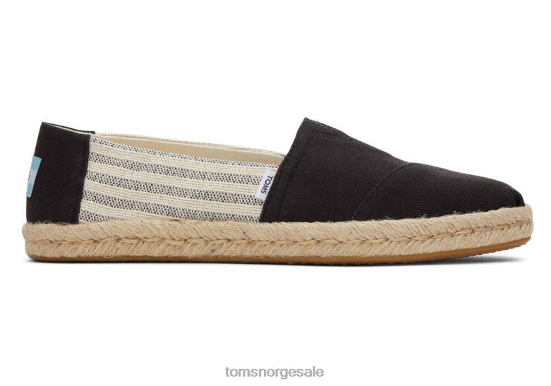 Toms kvinneralpargata espadrille i resirkulert bomullstausvarte striper sko 0V06V150