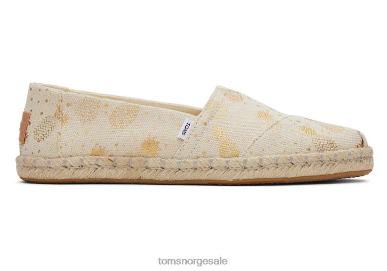 Toms kvinneralpargata tau espadrilleananas i gullfolie sko 0V06V173