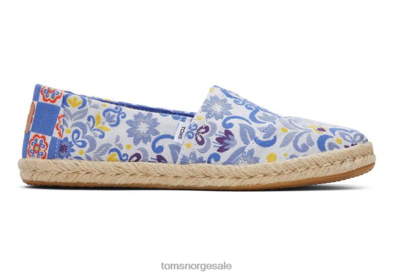 Toms kvinneralpargata tau espadrilleblå multi middelhavsfliser jacquard sko 0V06V157