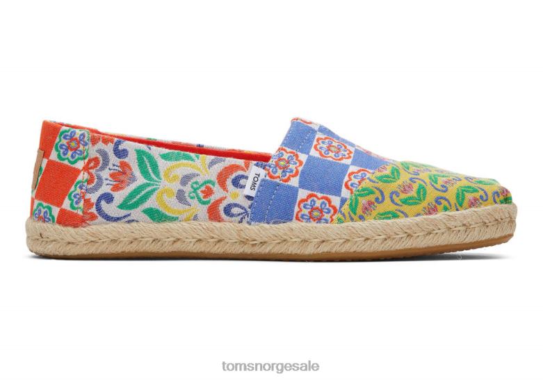 Toms kvinneralpargata tau espadrillerøde multi middelhavsfliser jacquard sko 0V06V154