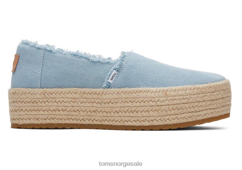 Toms kvinnervalencia plattform espadrillepastellblå vasket denim sko 0V06V167