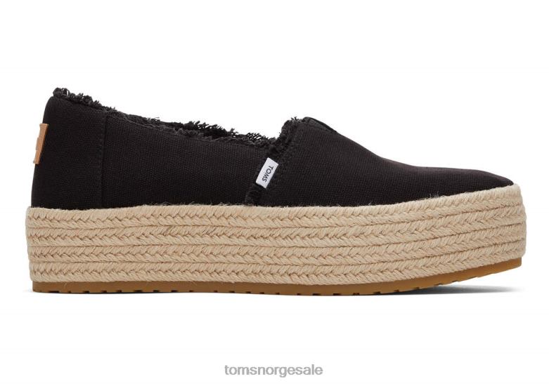 Toms kvinnervalencia plattform espadrillesvart lerret sko 0V06V166