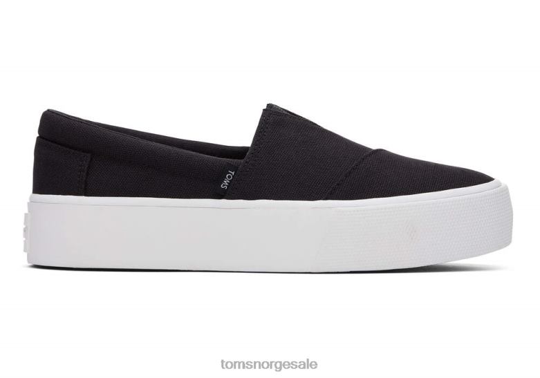 Toms kvinnerfenix plattformsvart lerret sko 0V06V240