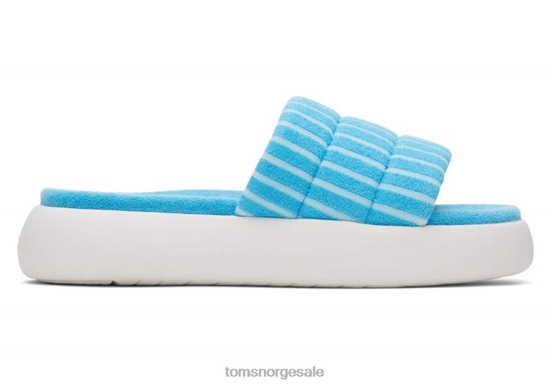 Toms kvinnermallow slide frottéakvamarin stripet frotté sko 0V06V254