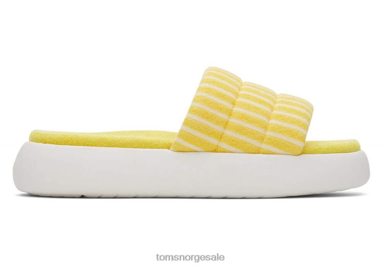 Toms kvinnermallow slide frottésolgul stripet frotté sko 0V06V255